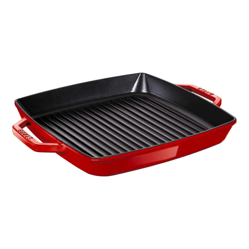 GRILL PAN SQUARE 33CM CHERRY STAUB CAST IRON-Vajilla-monoccino