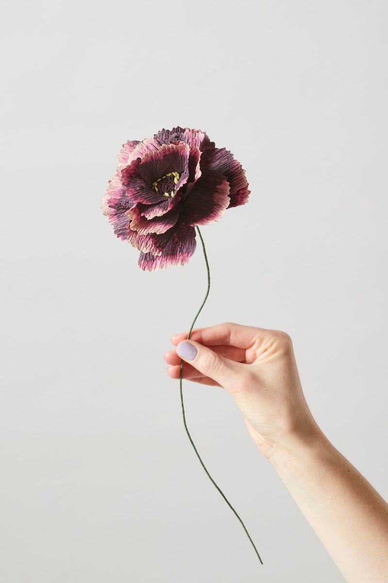 Flor de papel PEONY- AUBERGINE-flores de papel-monoccino